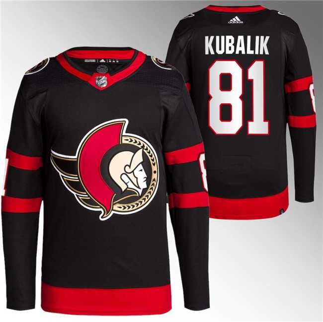 Men%27s Ottawa Senators #81 Dominik Kubalik Black Premier Breakaway Stitched Jersey->ottawa senators->NHL Jersey
